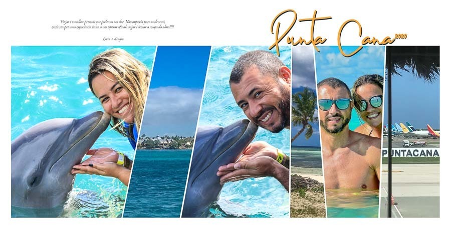 pagina de abertura do album de viagem punta cana livia e sergio Santo Andre SP album de fotos por Clovis Augusto com a marca Mundareu Albuns