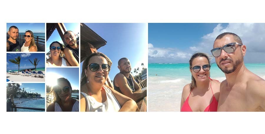 fotos do casal na praia do album de viagem punta cana livia e sergio Santo Andre SP album de fotos por Clovis Augusto com a marca Mundareu Albuns