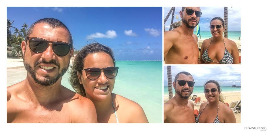 fotos do casal na praia no album de viagem punta cana livia e sergio Santo Andre SP album de fotos por Clovis Augusto com a marca Mundareu Albuns