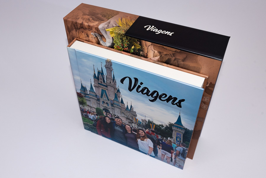 estojo com o album de viagem estados unidos disney beatriz Santo Andre SP album de fotos por Clovis Augusto com a marca Mundareu Albuns