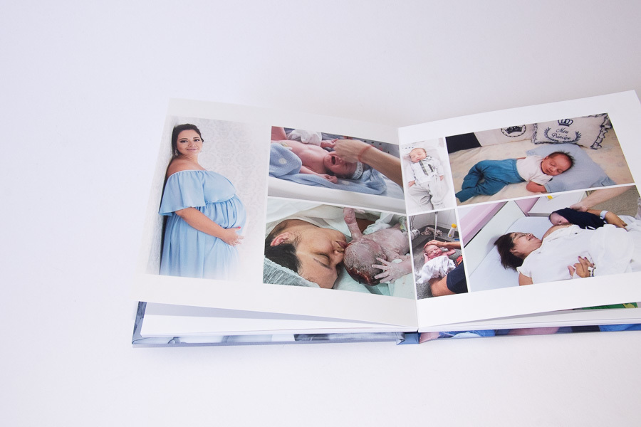 fotografia das paginas internas abertas do album joao e arthur em santa fe do sul SP abertura panoramica album de fotos de familia album personalizado por clovis Augusto