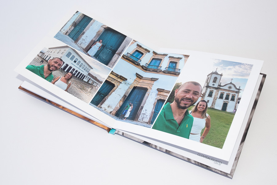 do das paginas internas do album de viagem paraty ubatuba livia e sergio Sao paulo SP album de fotos personalizado por Clovis Augusto com a marca Mundareu Albuns