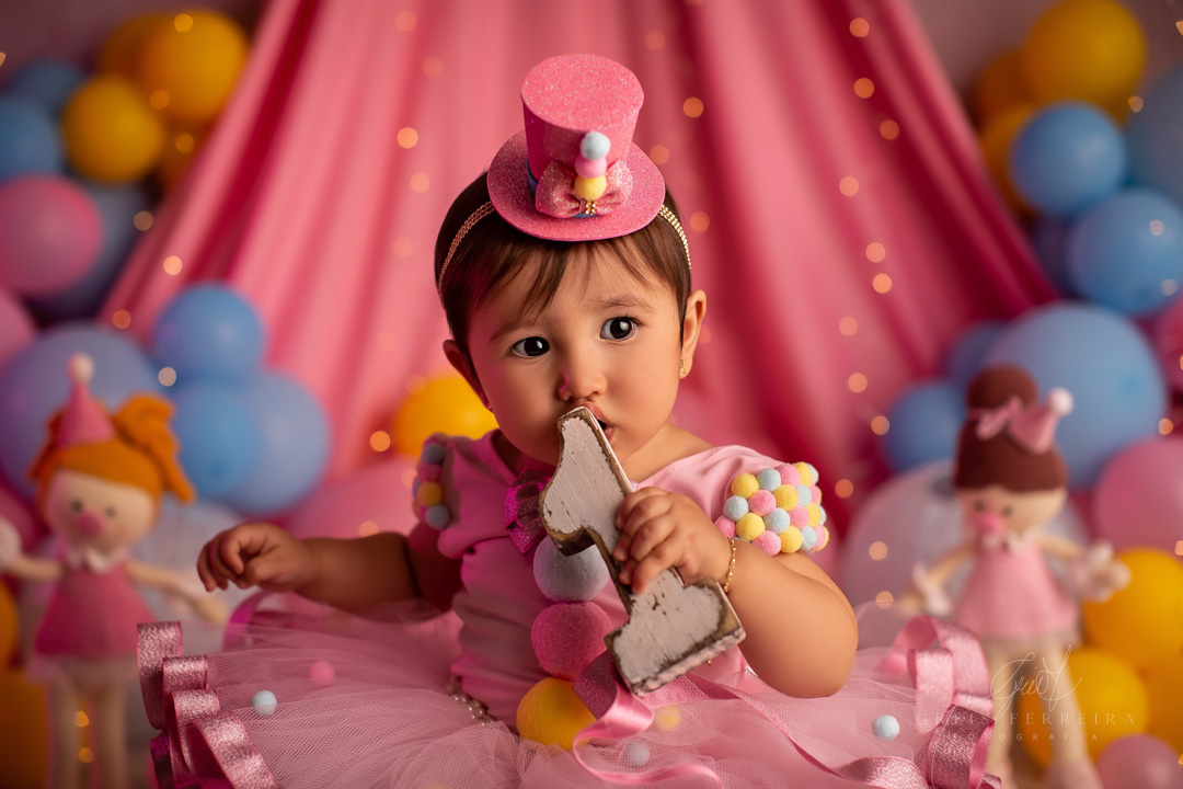 smash the cake circo rosa ensaio de aniversario