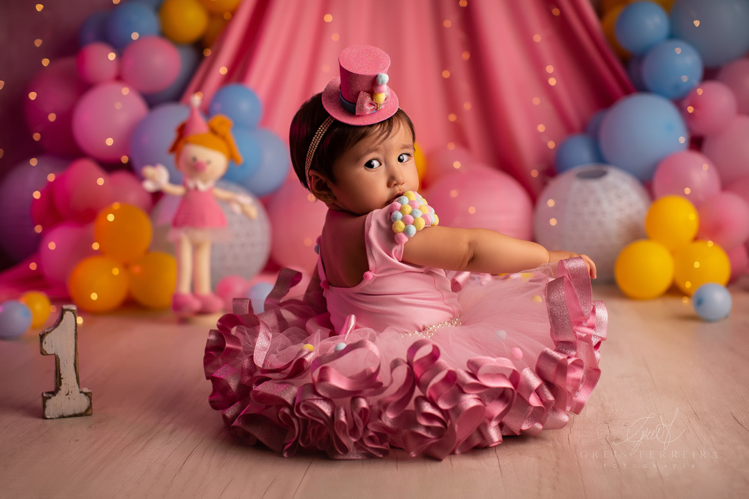 smash the cake circo rosa ensaio de aniversario