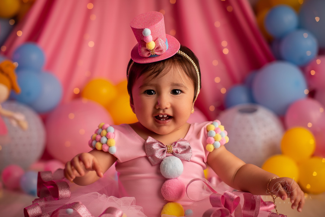 smash the cake circo rosa ensaio de aniversario