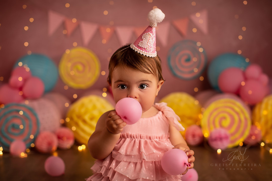 Smash the Cake de Pirulito ensaio de aniversario bebe 1 ano 12 meses