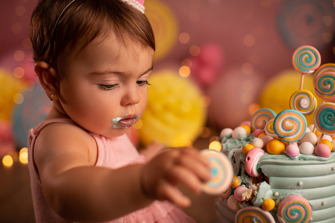Smash the Cake de Pirulito ensaio de aniversario bebe 1 ano 12 meses