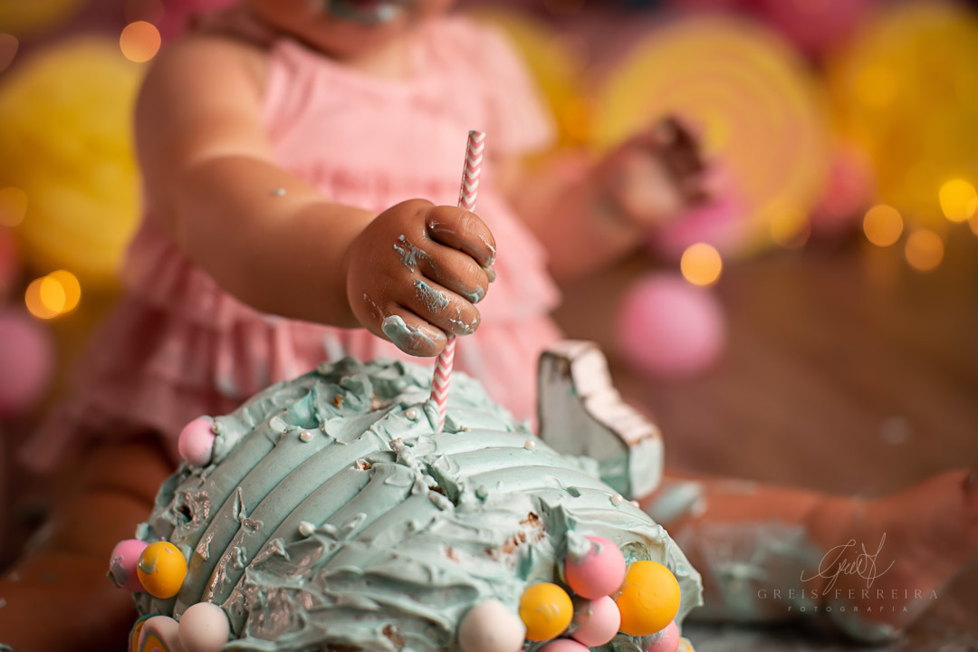 Smash the Cake de Pirulito ensaio de aniversario bebe 1 ano 12 meses