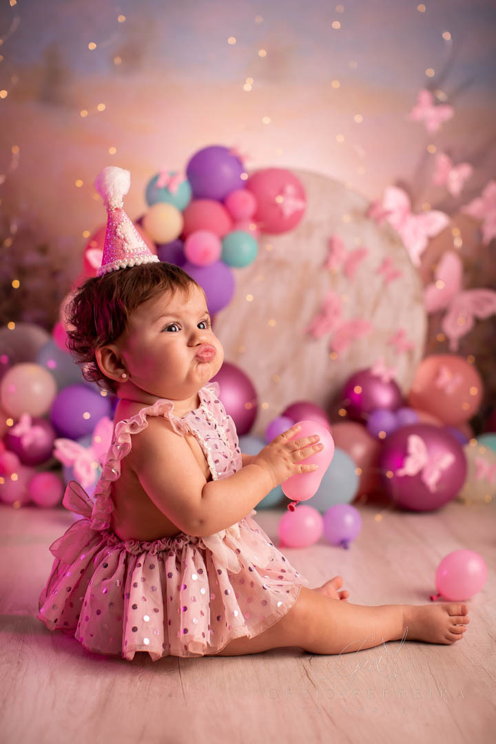 smash the cake borboleta com bebe