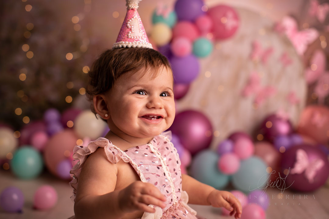 smash the cake borboleta com bebe