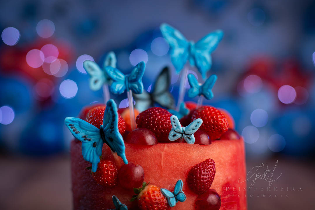 smash the cake fruit borboleta com bolo de melancia