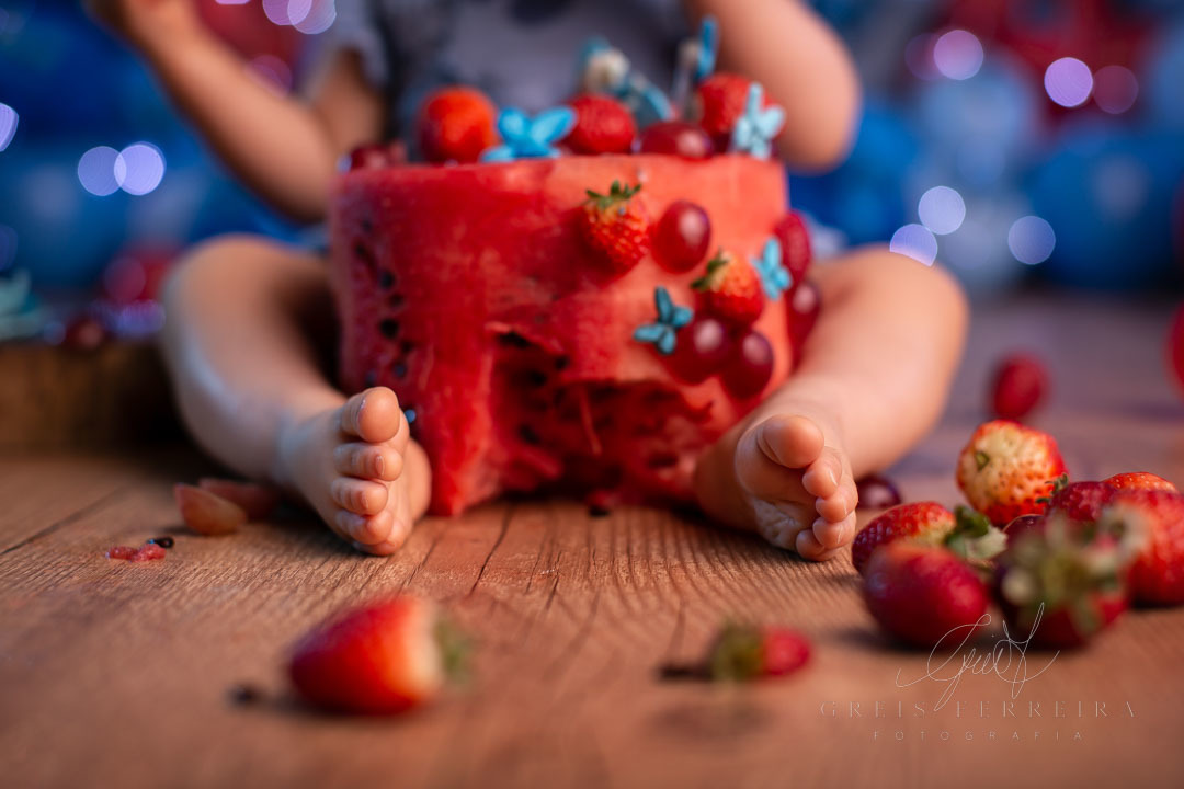 smash the cake fruit borboleta com bolo de melancia