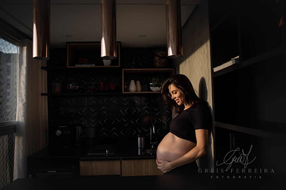 Ensaio Gestante em casa 30 semanas foto gestação
