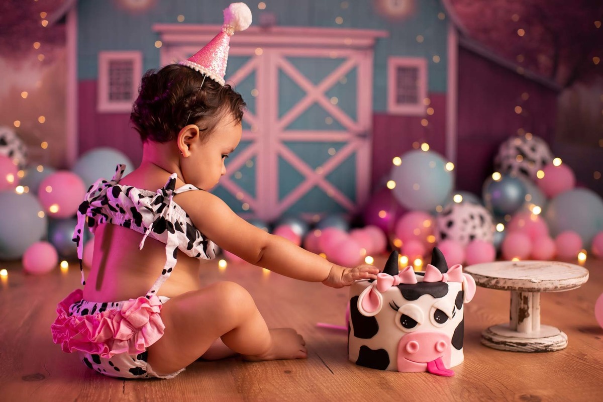 smash the cake fazendinha rosa ensaio de aniversario de bebe de 1 ano