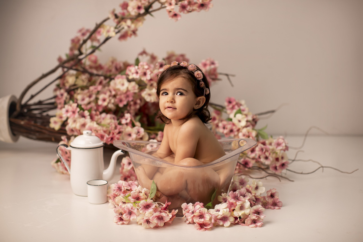 ensaio bebe hora banho menina 1 ano