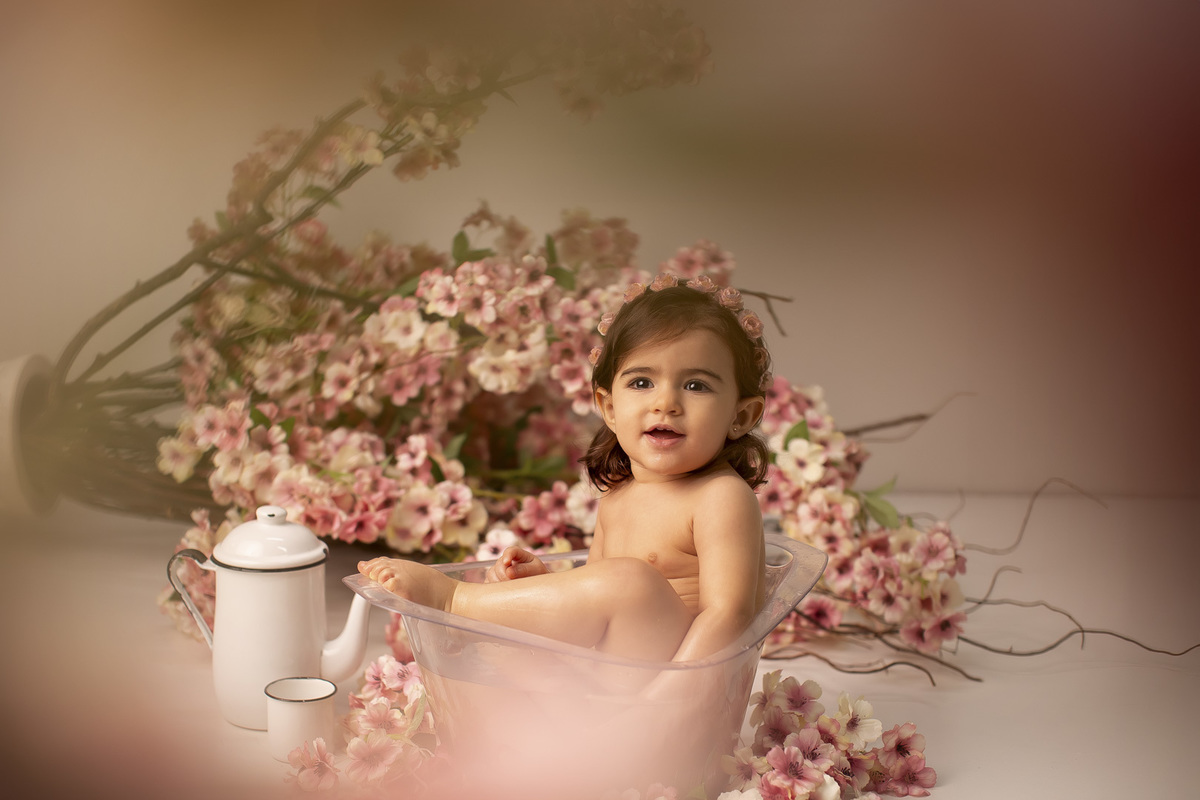 ensaio bebe hora banho menina 1 ano