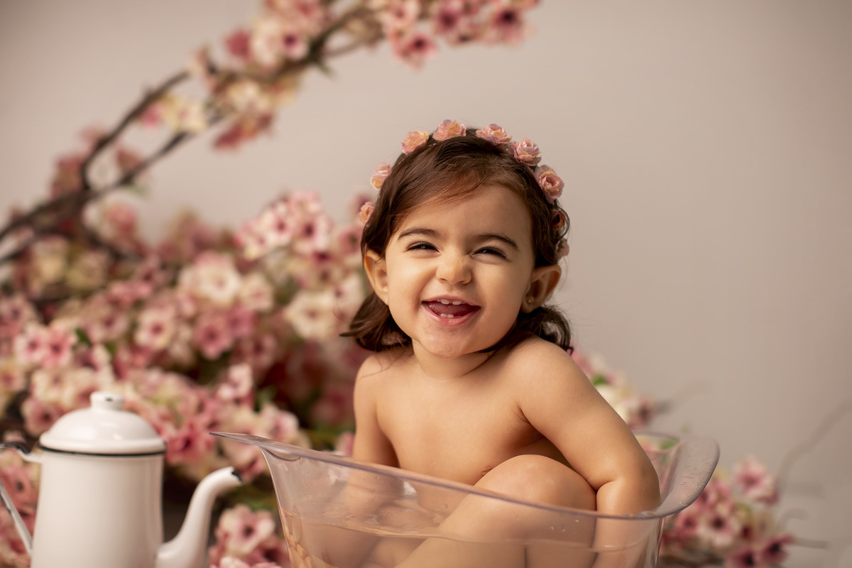 ensaio bebe hora banho menina 1 ano