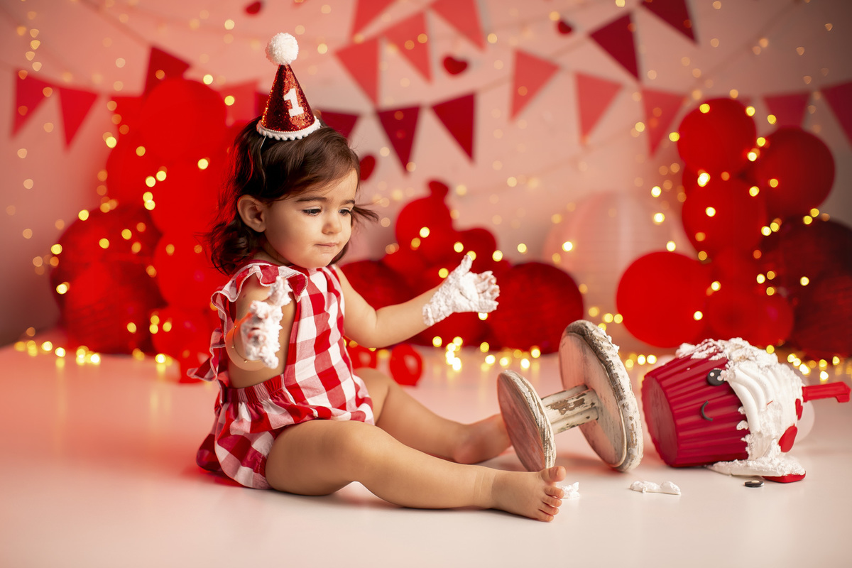 smash the cake coracao ensaio bebe 1 ano menina