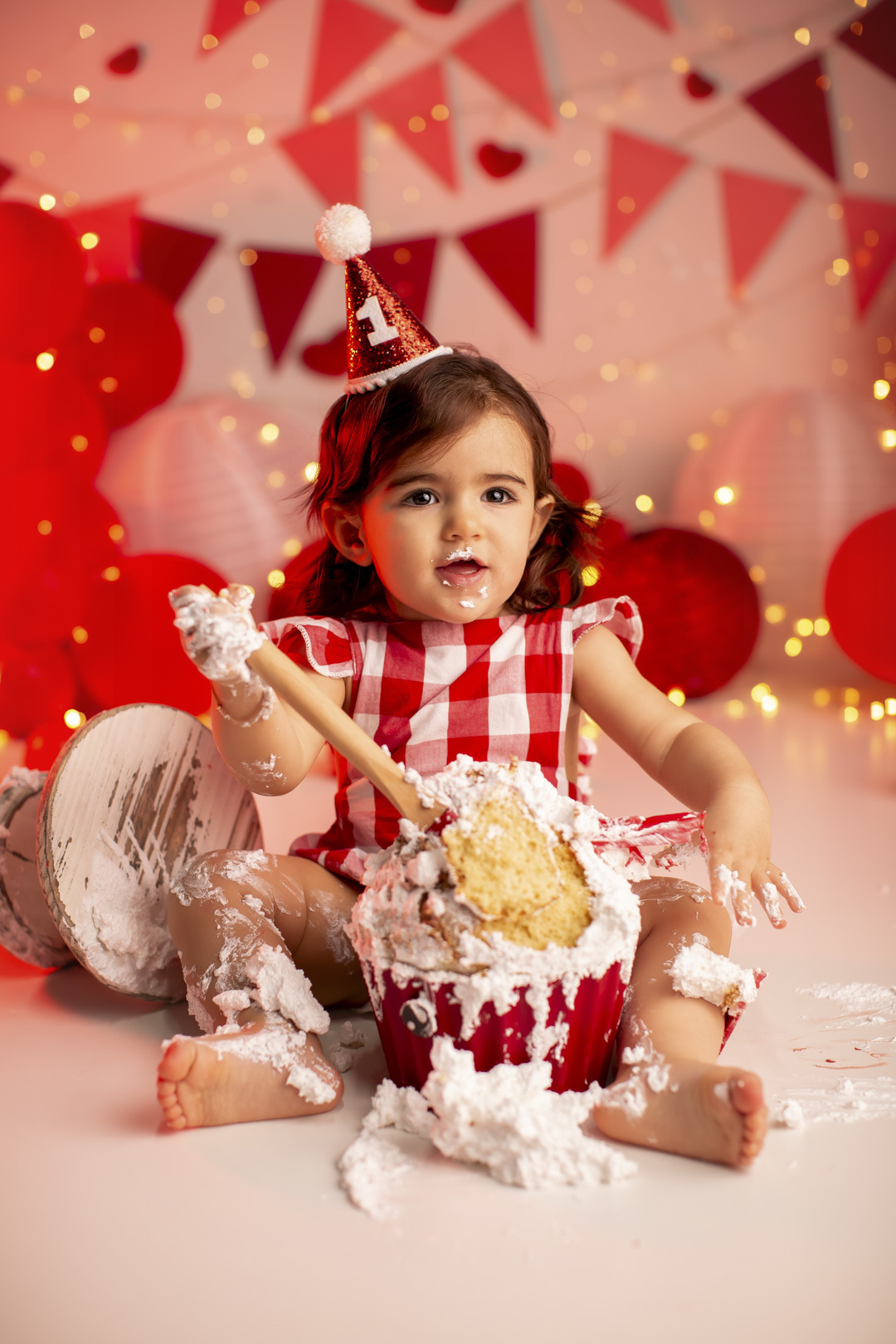 smash the cake coracao ensaio bebe 1 ano menina