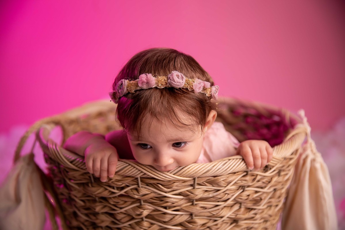 ensaio de bebe 9 meses com balao foto bonita linda mae menina