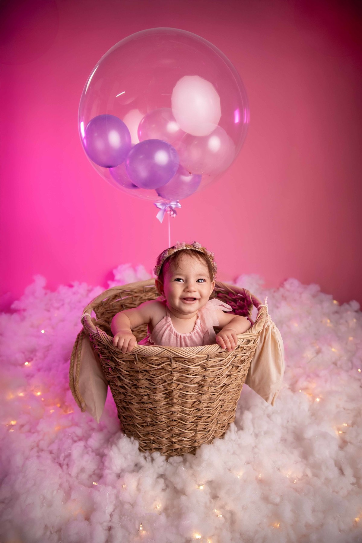 ensaio de bebe 9 meses com balao foto bonita linda mae menina
