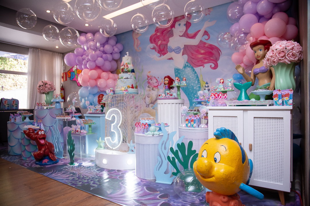 festa infantil aniversario 1 ano primeiro aninho buffet Splash menina Pequena Sereia fotos niver cobertura festa evento