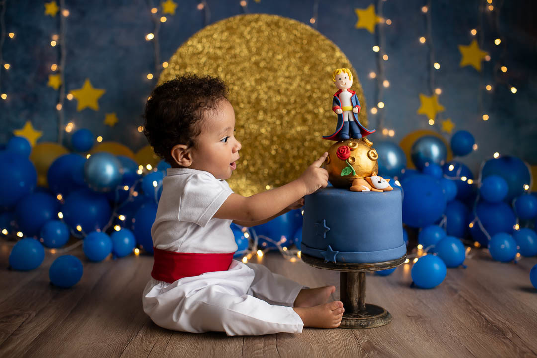 Pequeno Príncipe Lucca Smash the cake de bebe de 1 ano