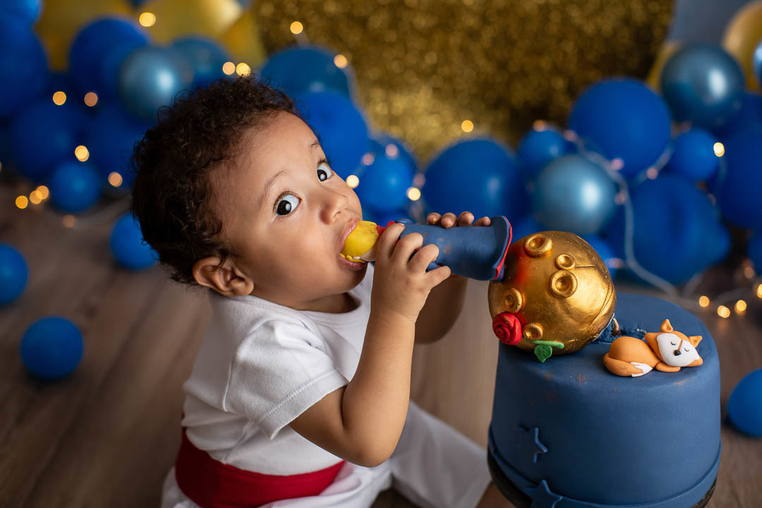 Pequeno Príncipe Lucca Smash the cake de bebe de 1 ano