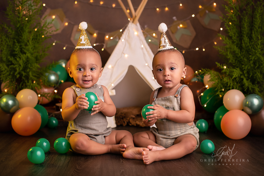 Heitor e Arthur | Smash the Cake de Gêmeos de 1 ano