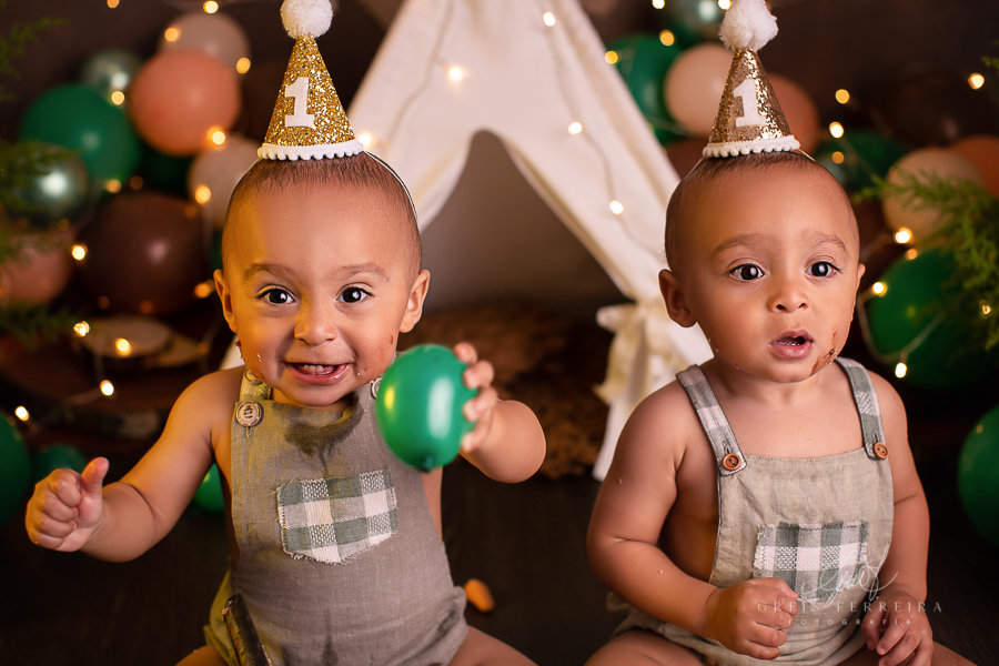 Heitor e Arthur | Smash the Cake de Gêmeos de 1 ano
