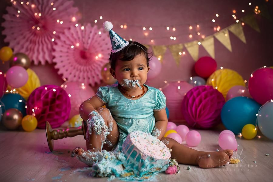 Smash the cake ensaio de bebê | Lavinia