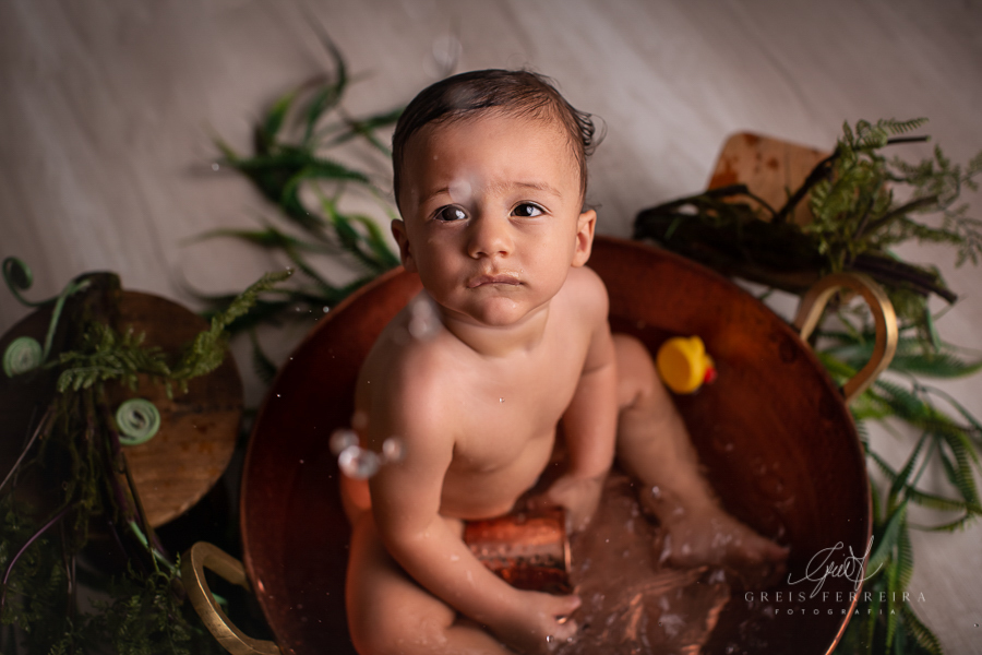 Rafael  | Hora do banho | Ensaio de 1 ano