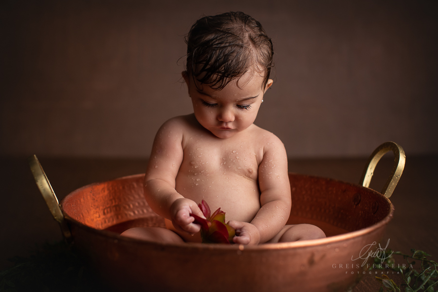 Ana Cecília | Hora do banho | Ensaio de 1 ano