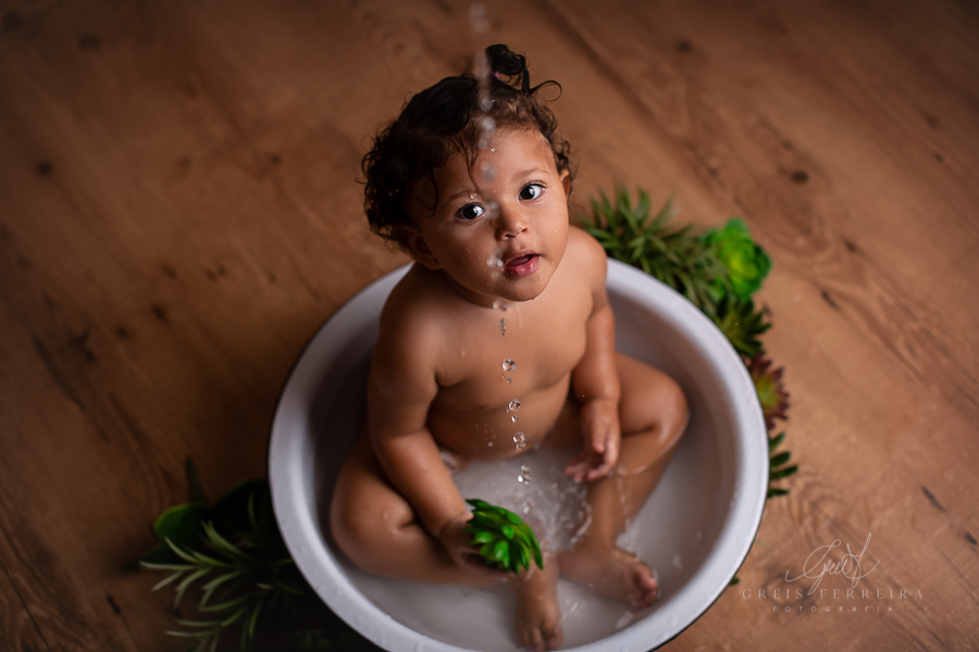 Fernanda | Hora do banho| Ensaio de 1 ano