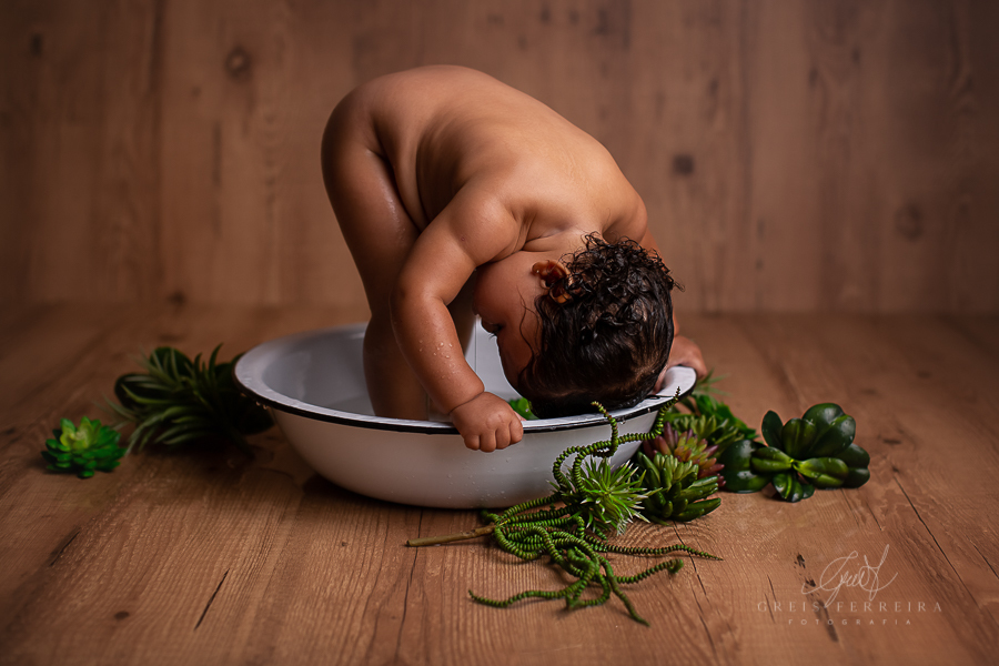 Fernanda | Hora do banho| Ensaio de 1 ano