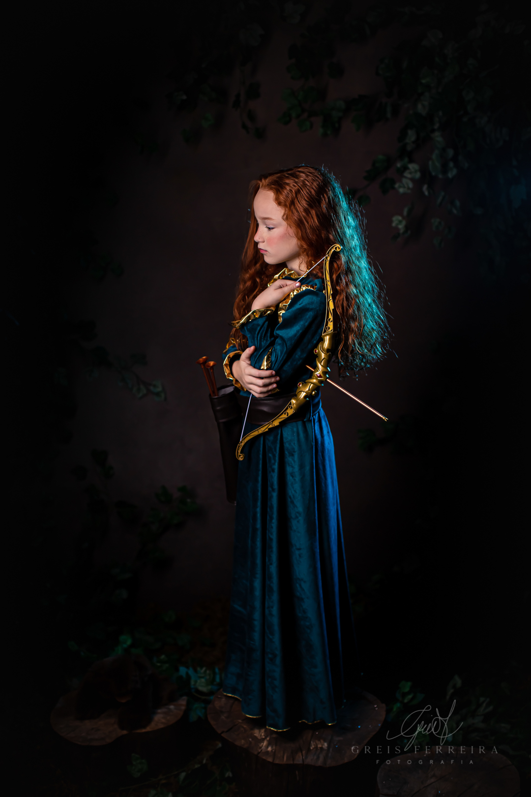 ensaio infantil de halloween da princesa merida da disney