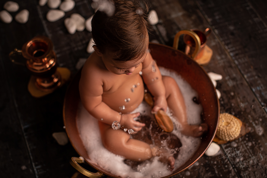 ensaio de bebe na banheira