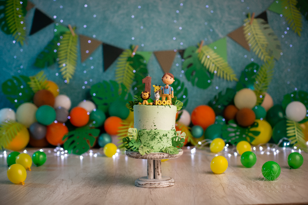 smash the cake safari ensaio de aniversario bebe menino de 1 ano
