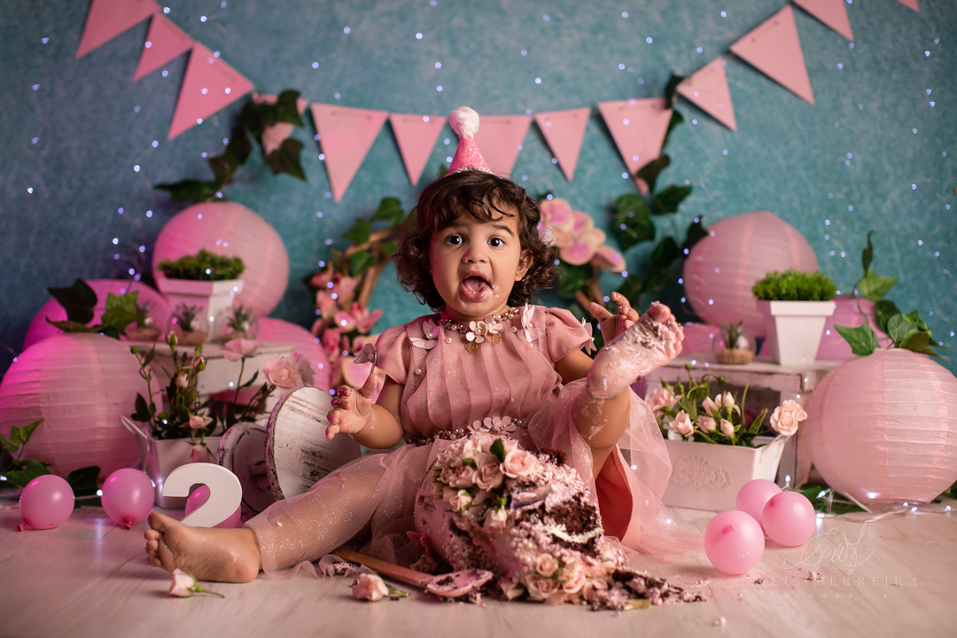 smash the cake jardim encantado ensaio de aniversario de 2 anos