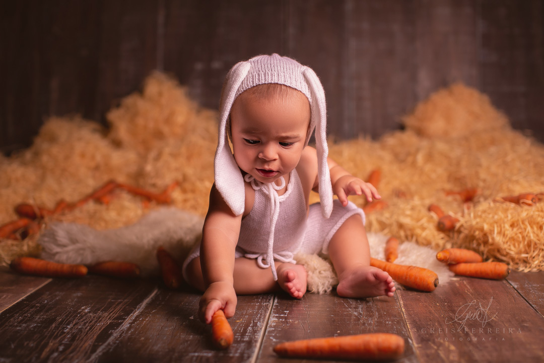 foto de ensaio de pascoa de bebe