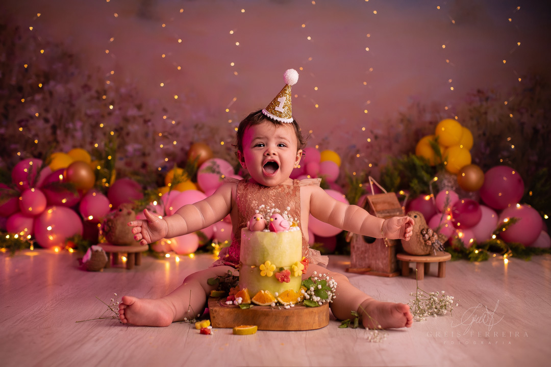 Smash the Fruit Jardim Encantado ensaio de aniversario de 1 ano de bebe