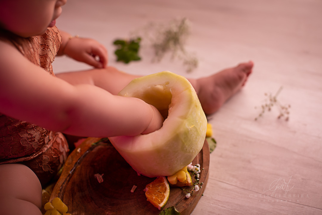 Smash the Fruit Jardim Encantado ensaio de aniversario de 1 ano de bebe