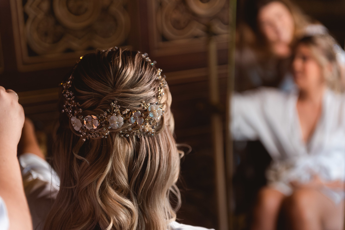 penteado da noiva  - grinalda de casamento