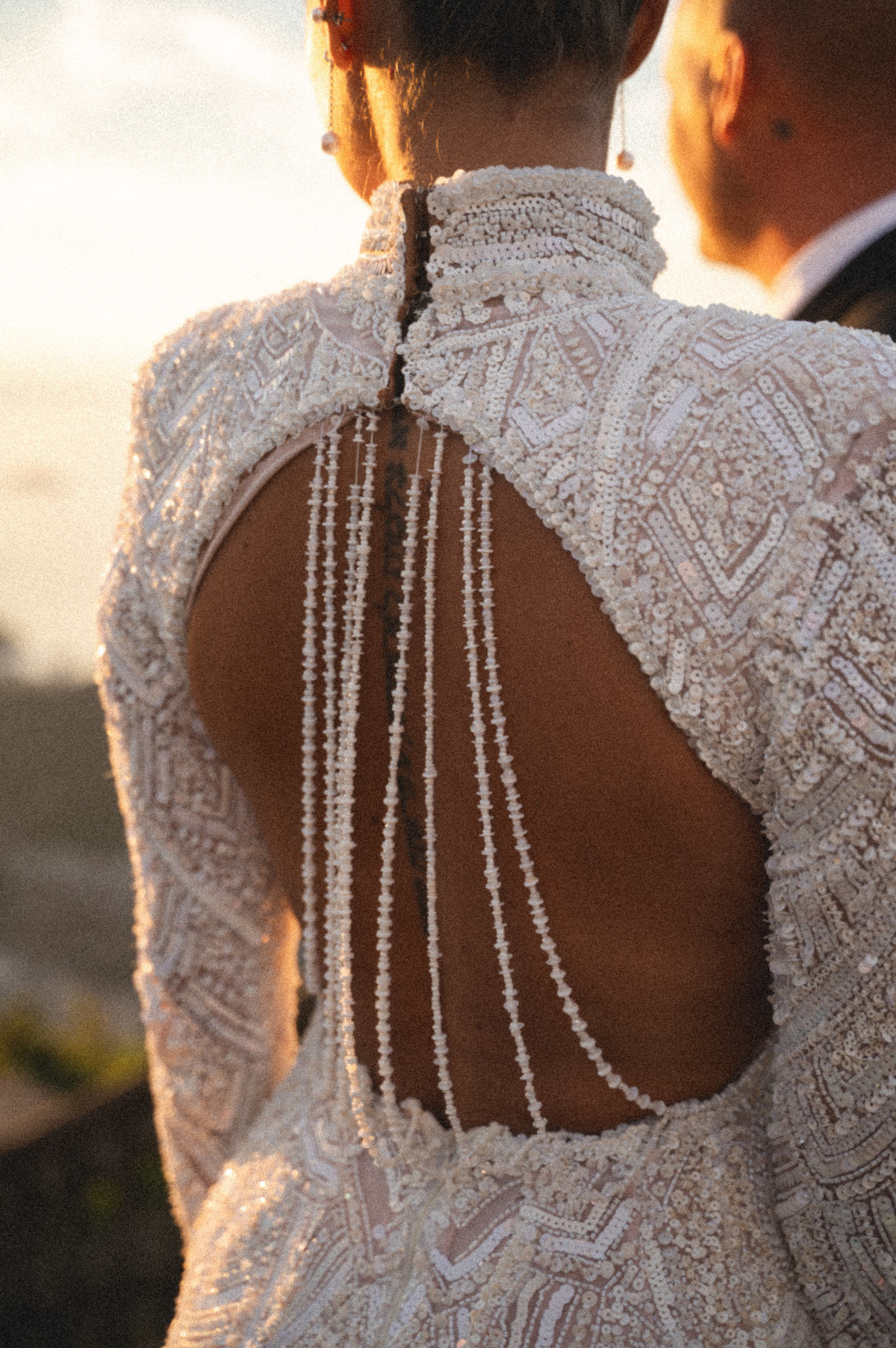 bride dress details in rio de janeiro sunrise ceremony