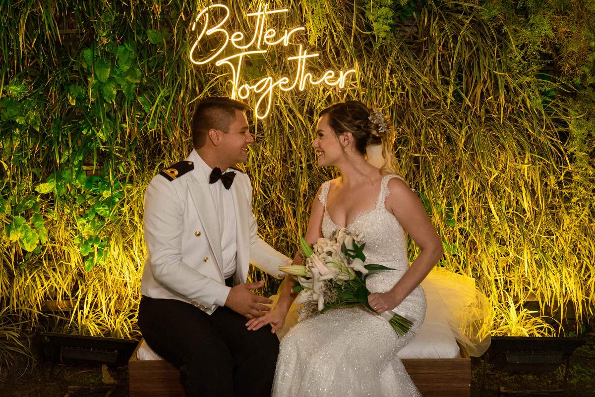 letreiro neon better together casamento