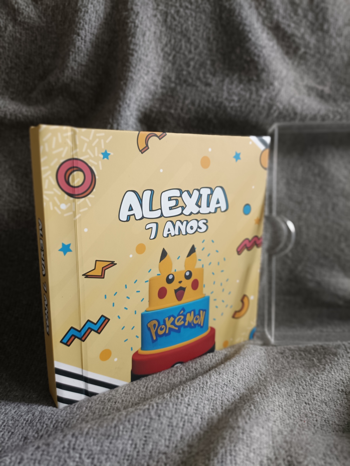 album fotografico aniversario infantil com caixa em acrilico