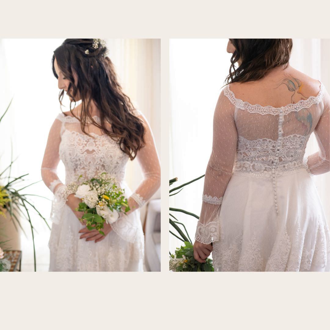 noiva colocando as guias casamento umbanda