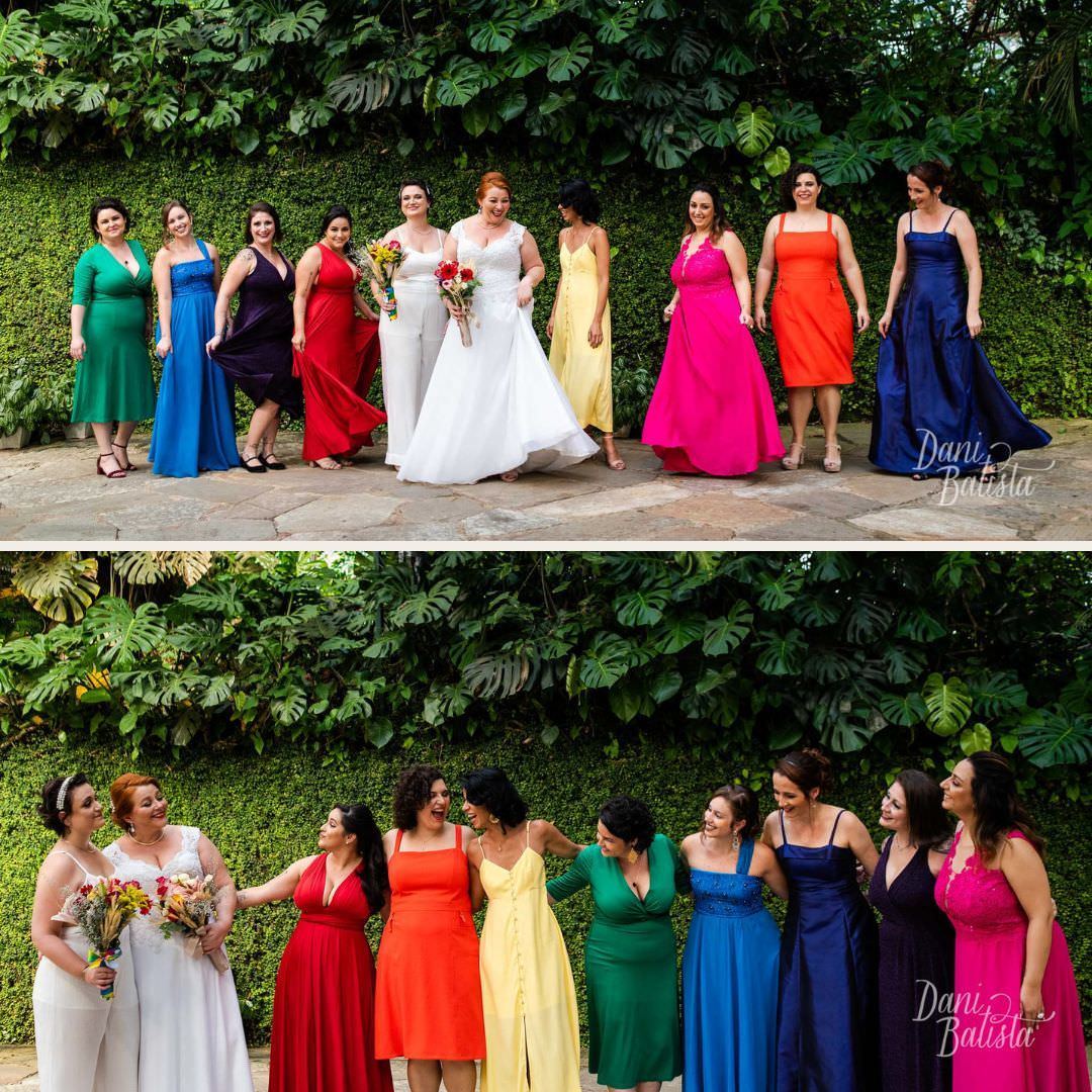 madrinhas coloridas nas cores do arco iris casamento homoafetivo mulheres