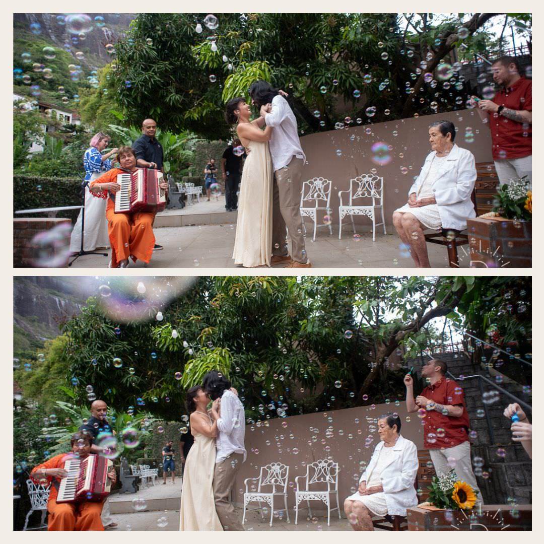 Casamento Intimista de dia com bolinha de sabao