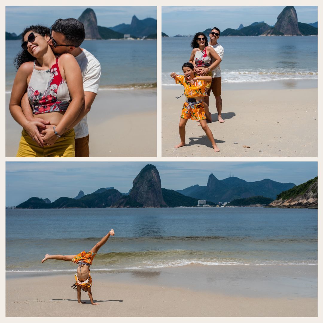 Ensaio divertido de Família ao ar livre na praia